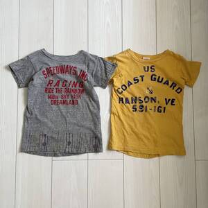 DENIM DUNGAREE◆半袖Tシャツ2枚セット グレー イエロー 2着 デニム アンド ダンガリー デニダン D&D カラシ カットソー 120cm SET