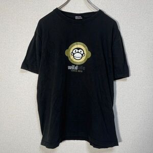 アニマル柄　半袖Tシャツ　サル　モンキー　コスタリカ　ブラック　黒T　29 古着　入手困難　激レア　希少 人気　ビッグプリント　デカロゴ