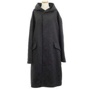 エムエムシックス メゾンマルジェラ MM6 Maison Margiela 23AW 美品 ウールツイル フーデッド ロング コート グレー系 黒 ブラック 44 L位