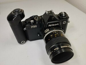 【リサイクル】 Nikon FE2 Micro-NIKKOR 55mm 2.8 フィルムカメラ ニコン 一眼レフ レンズ付きジャンク品 1円スタート売り切り昭和骨董品 