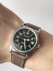 １円 Hamilton khaki 8753　自動巻き時計　ボーイズ　コインエッジベゼル　動作良好　ミリタリーウォッチ