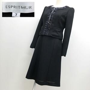 ESPRITMUR エスプリミュール セットアップ ワンピース ノーカラージャケット セレモニー レディース サイズ7号 紺色