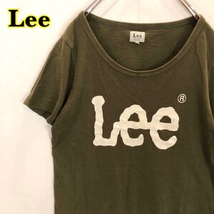 Lee リー　半袖Tシャツ　プリントTシャツ　ビッグロゴ　カーキ　レディース　Mサイズ　【AY0311】