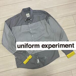 uniform experiment■ボーダー カフスライン ボタンダウンシャツ 2 M グレー ホワイト イエロー BD ユニフォームエクスペリメント SOPH