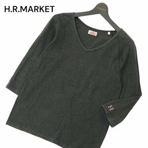 H.R.MARKET ハリウッドランチマーケット H刺繍★ ストレッチ フライス 7分袖 カットソー Tシャツ Sz.3 メンズ グレー 日本製　A4T02718_3#D