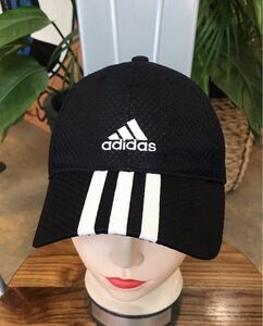 良品／adidas／アディダス／メッシュキャップ／ブラック／サイズ51〜54㌢