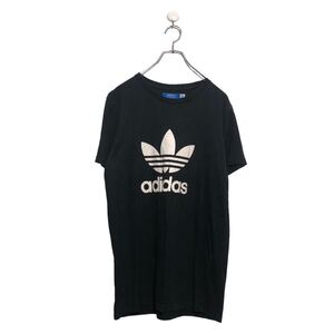 adidas 半袖 ロゴ Tシャツ アディダス M ブラック プリント クルーネック 古着卸 アメリカ仕入 a604-7065