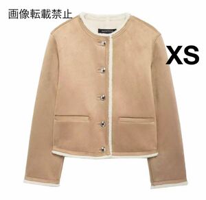 vintage ヴィンテージ レトロ ボア ジャケット コート アウター XSサイズ レディース★ZARA 好きな方に★2024 A/W 秋新作 新品未使用★