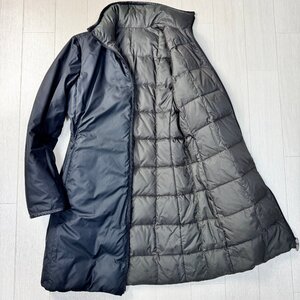 美品/M-L相当★モンクレール/MONCLER 極暖 スタンドカラー ダウンコート ジャケット ブロックキルティング レザーパイピング 革 レディース