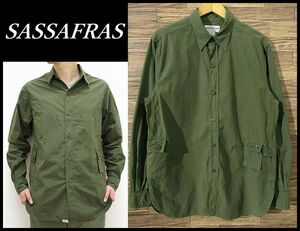 送無 定価24,840 SASSAFRAS ササフラス G.D.U. SHIRT RIPSTOP 長袖 ガーデン ドレス ユニフォーム シャツ コットン リップストップ カーキ