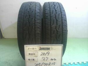 中古 205/70R15 BRIDGESTONE ブリヂストン DUELER A/T 2本 2019年製 7.7ミリ　個人宅配送不可