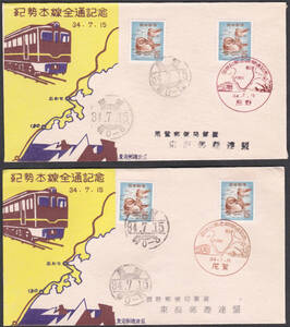 鉄道記念カバー　１９５９年　紀勢本線全通記念　熊野ー尾鷲　２種　東海郵趣連盟