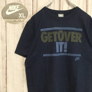 【ナイキ 半袖プリントTシャツ】ビッグプリント XL ネイビー NIKE 古着 [220420-043]