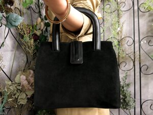 ●超美品●GUCCI オールド グッチ●スエード カーフ レザー 本革●ハンド バッグ●黒●ゴールド金具●イタリア製●腕掛け●Js53563