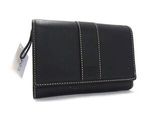 ■美品■ COACH コーチ レザー 二つ折り 財布 ウォレット 札入れ 小銭入れ レディース メンズ ブラック系 DH0590