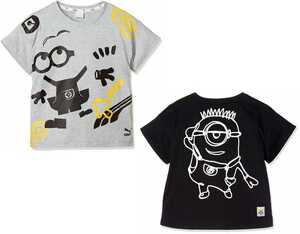 プーマ ミニオンズ コラボ キッズ 半袖Tシャツ 2枚セット 140 グレー ブラック Minions 子供用 女の子 ジュニア