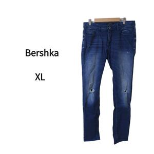 【BERSHKA】ベルシュカ（ＸＬ）スキニーデニムパンツ＊ダメージ＊ストレッチ