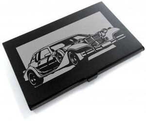 ブラックアルマイト「光岡自動車(MITSUOKA) ラ・セード 」切り絵デザインのカードケース[CC-022]