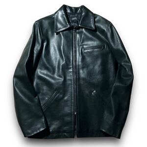 【極美品!希少】A.P.C. 馬革 フランス製 ホースレザー ライダース ジャケット L位 ブラック 黒 ririジップ アーペーセー 本革 メンズ