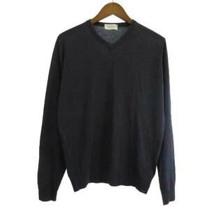 ジョンスメドレー JOHN SMEDLEY ニット セーター Vネック 長袖 プルオーバー チャコールグレー L メンズ