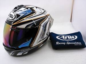 【送料無料】良品 Arai アライ RX-7 RR5 AOYAMA GP アオヤマ 青山 Mサイズ ミラーシールド＆レーシングスポイラー付き ヘルメット