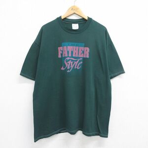 XL/古着 ヘインズ 半袖 ビンテージ Tシャツ メンズ 00s FATHER Style 大きいサイズ クルーネック 濃緑 グリーン spe 23sep11 中古