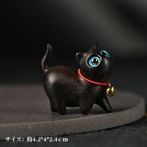 xd371ソリッド・ウッド ミニチュア かわいい 黒猫 子猫 手作り 置物 彫刻 工芸品 テレビキャビネット飾り おもちゃ