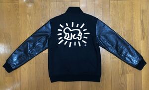 Columbia x Kinetics x Keith Haring スタジャン M コロンビア キネティクス キースへリング 袖レザー ブラック 黒 スタジアムジャンパー