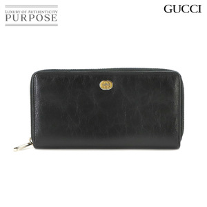 グッチ GUCCI インターロッキングG ラウンドファスナー 長財布 レザー ブラック 575988 シルバー ゴールド 金具 90225499