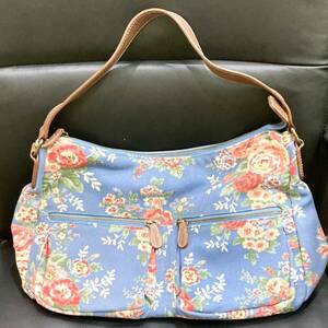 #14072　Cath Kidston キャスキッドソン レディース トートバッグ ハンドバッグ　キャンバス生地　ブルー　花柄　ワンショルダー