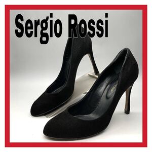 レディース Sergio Rossi [セルジオロッシ] パンプス ハイヒール スエード レザー ブラック 黒 37 24cm シューズ 靴 ビジネス イタリア製