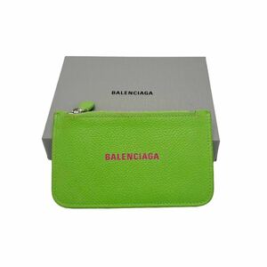 【良品】バレンシアガ BALENCIAGA 594214 レザー コインカードケース カードホルダー フラグメントケース グリーン