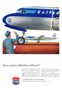 ●375F　1950年代のレトロ広告 ユナイテッド航空 United Air