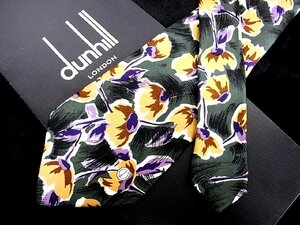 ♪今週の特売980円～♪1779♪良品【dunhill】ダンヒル【花 植物 ｄロゴ 柄】ネクタイ♪