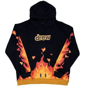 [並行輸入品] Drew House ドリューハウス Fire ファイアデザイン プルオーバーパーカー (ブラック) (XL)