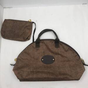 【中古品】★BORBONESE/ボロボネーゼ★ボストンバッグ　レディース　REDWALL　うずら柄　イタリア　内側にポーチ付き！