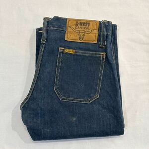 USA製 70s vintage CANTON X-WEST flared Denim Pant 米国製 70年代 ビンテージ キャントン 国産 フレア デニムパンツ ベルボトム 濃紺 W72