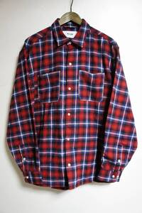 正規 22SS MFC STORE エムエフシー ストア (EXAMPLE エグザンプル) LINE CHECK L/S SHIRTS 長袖 チェック シャツ 赤青 L 本物 1028M