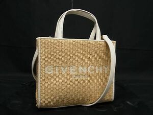 ■新品同様■ GIVENCHY ジバンシィ ラフィア×レザー 2WAY トートバッグ ショルダー クロスボディ レディース ベージュ系 AY8985