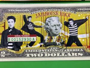 エルビスプレスリー 2ドル札 アメリカ $2 Elvis Presley ロック Jailhouse Rock ジェイルハウスロック 1960年代 メンフィス 印刷サイン入り
