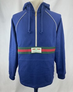 ◆極美品◆GUCCI グッチ ハーフジップパーカー XS ブルー シェリーライン オーバーサイズ トップス フーディ 正規品 28