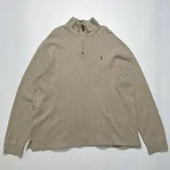 ラルフローレン ハーフジップスウェット 2XL ベージュ ワンポイント 5715