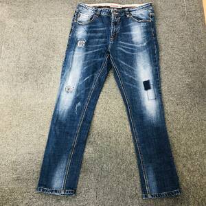 z113 Kcum VINTAGE DENIM ケーシーユーエム ヴィンテージデニム サイズ34 ダメージジーンズ 古着 ダメージ加工 デニムパンツ ワッペン 良品