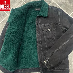 【極美品L】冬の最高傑作 DIESEL ディーゼル Gジャン デニムジャケット Lsize グレー 希少 内ボア緑 抜群の保温性【極暖】紳士の極上品