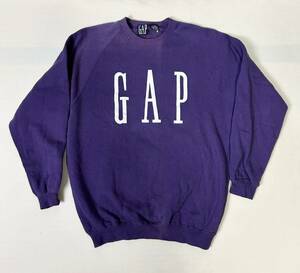 90s 韓国製 ボックスタグ 正規品 OLD GAP オールド ギャップ デカロゴ ラグラン スウェット トレーナー パープル L