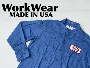 ☆送料無料☆ WorkWear USA直輸入 古着 アメリカ製 ワーク シャツ メンズ L ブルー トップス 中古 即決