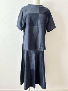 【送料込】K.T KIYOKO TAKASE ケーティーキヨコタカセ セットアップ Mサイズ 9 ネイビー 日本製 ストレッチ素材 ロングスカート s6437223