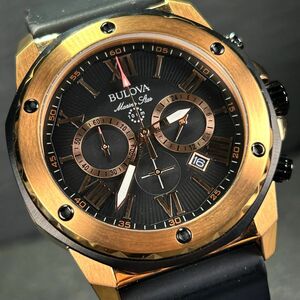 希少 美品 BULOVA ブローバ マリンスター 98B104 腕時計 クオーツ アナログ クロノグラフ ピンクゴールド メンズ カレンダー 電池交換済み