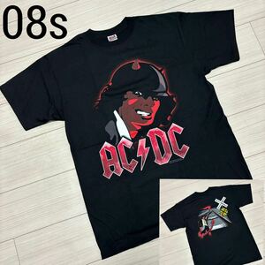 08s 美品■AC/DC■Los Angeles Tour バンドTシャツ バンT L 黒 ブラック 赤 ヘヴィメタル ハードロックバンド ヴィンテージ オールド