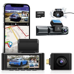 ドライブレコーダー 前後車内3カメラ AZDOME LS05 高画質 4K wifi GPS搭載 駐車監視 WDR 暗視機能 常時 緊急録画 日本語 ドラレコ